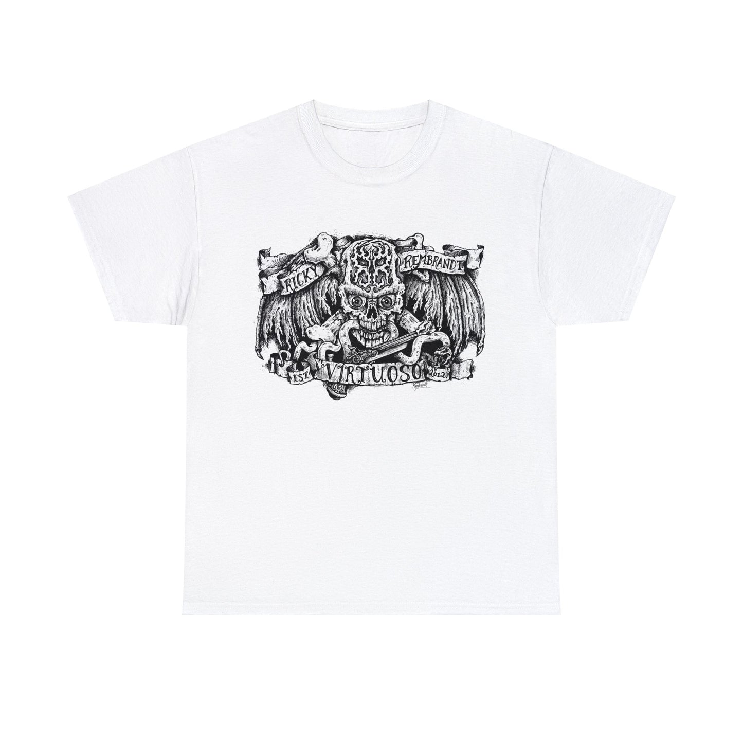 RICKY REMBRANDT SKULL LOGO PRINTED TEE